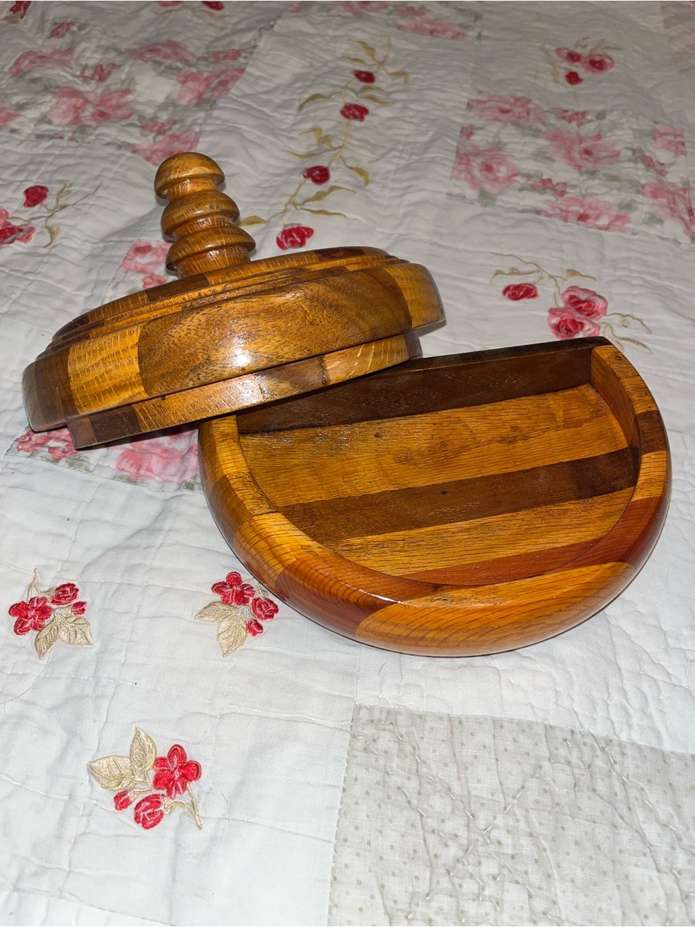 Handcrafted Wooden Half-Moon Trinket Box Hand Turned Half Circle Design - Picture 16 of 16